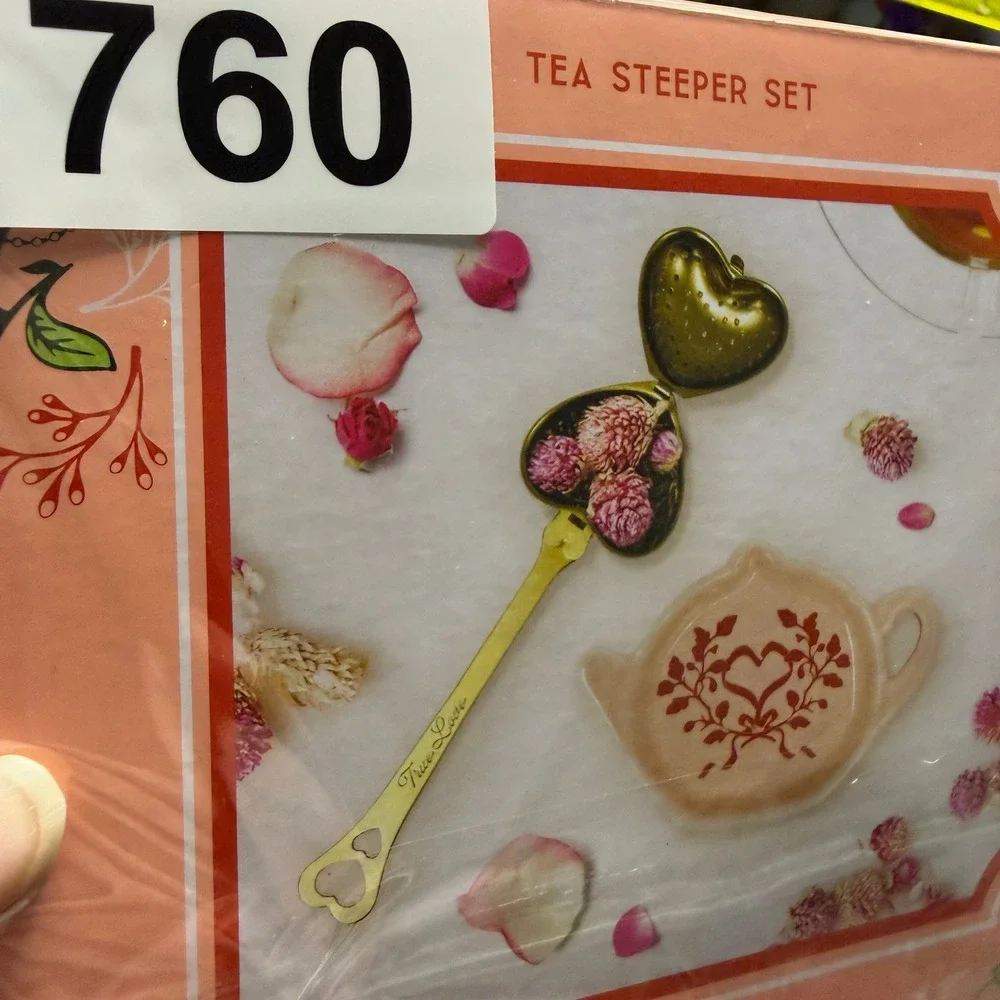 Bridgerton Tea Steeper Set Gold Heart Infuser Tray Regencycore Cottagecore Gift